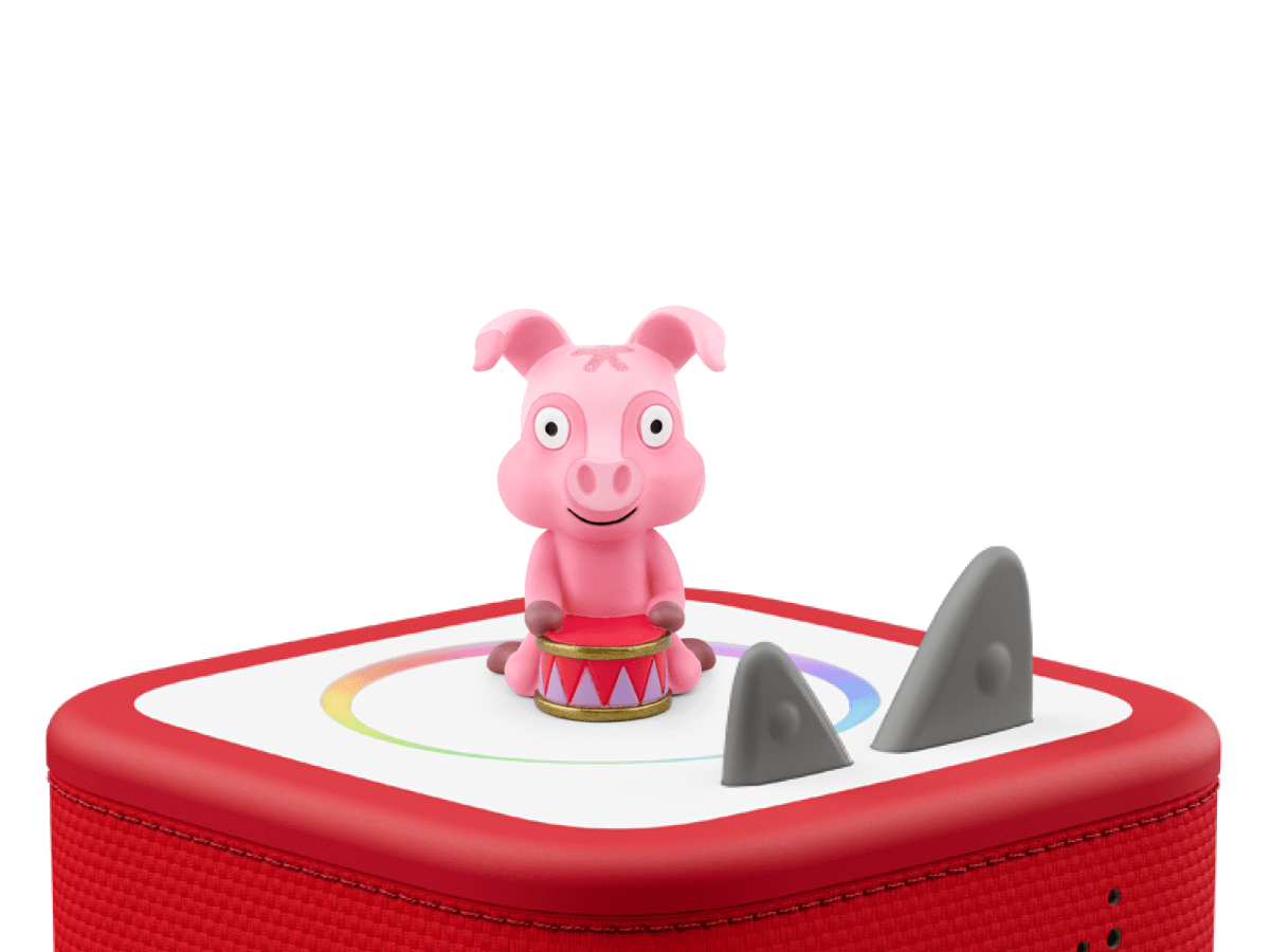 Canciones de Animales Tonie on a red Toniebox 2 ready to play audio stories and songs