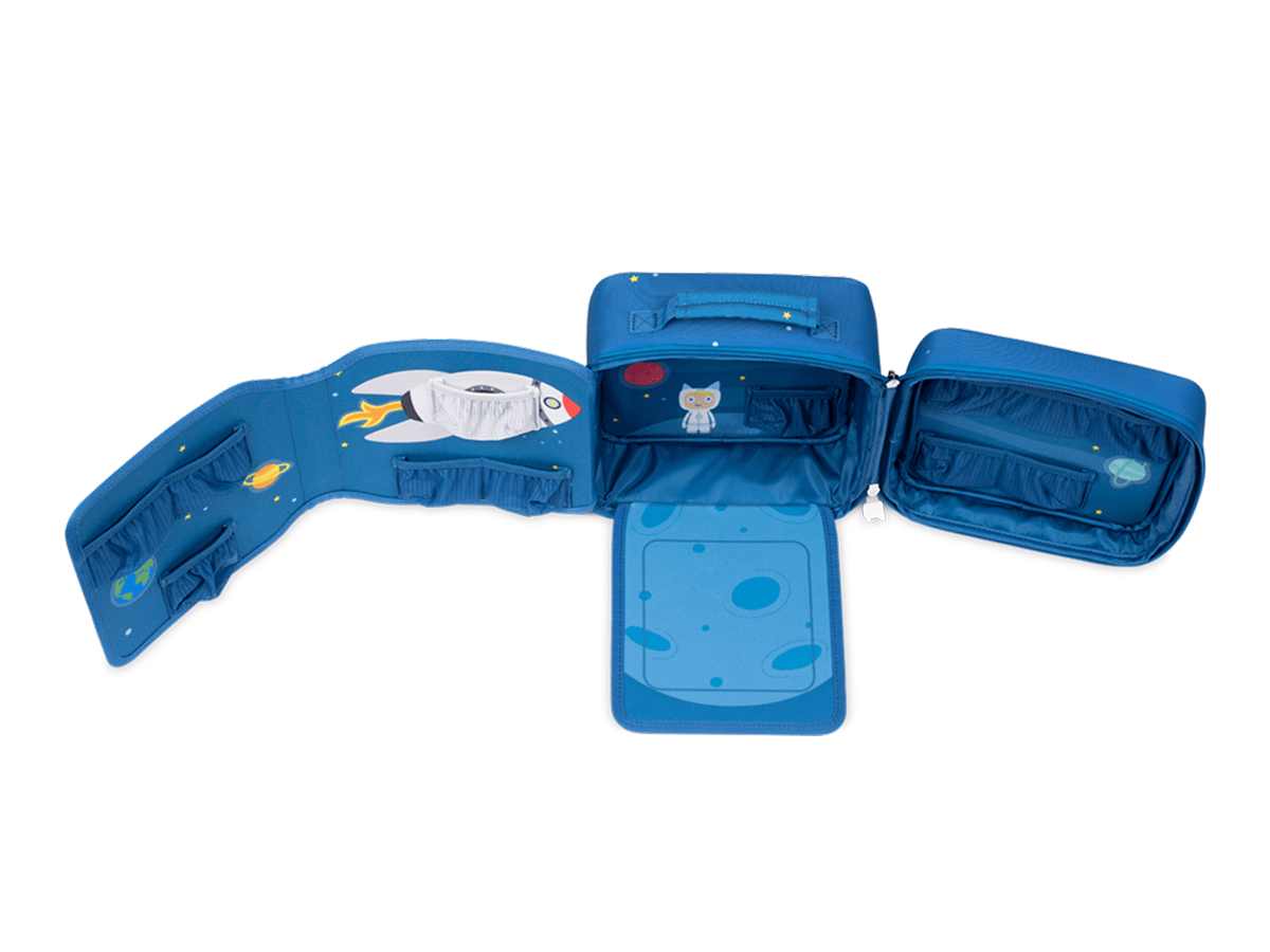 Overhead open view of Carrying Case Max for Tonies - Blast Off
