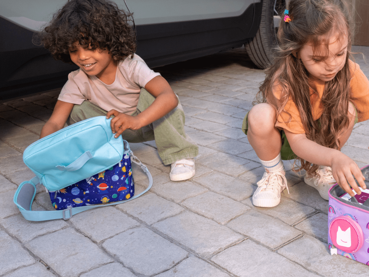 Child Playing With The Listen & Go Bag - Blue Stargazing