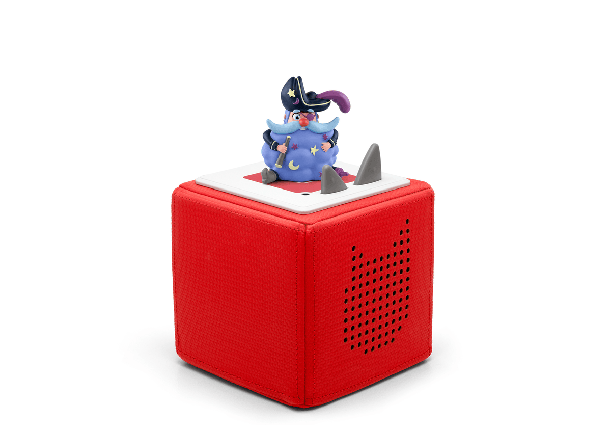 Full view of a Cap'n Dreambeard Tonie on a red Toniebox