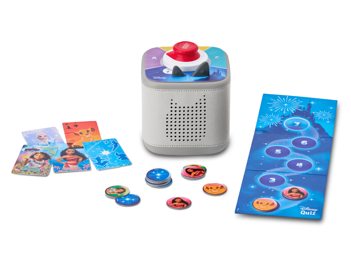 Disney game bundle with Toniebox 2, tonieplay controller, Disney tonieplay game, and charging cable