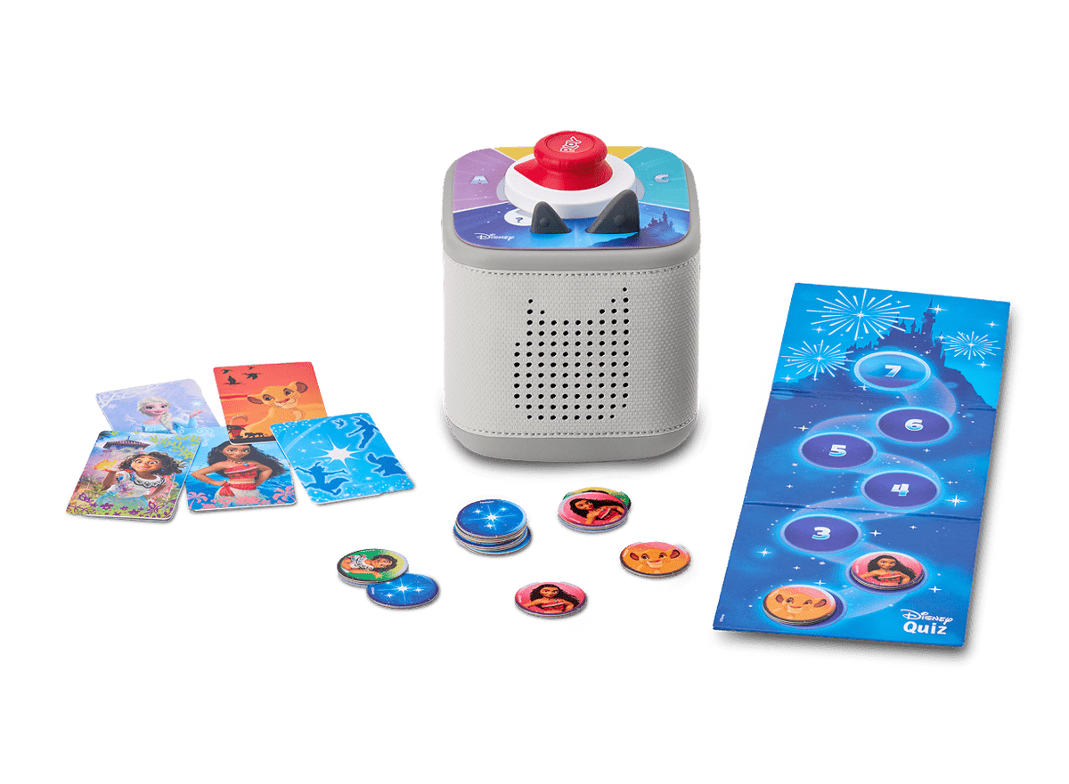 Disney game bundle with Toniebox 2, tonieplay controller, Disney tonieplay game, and charging cable