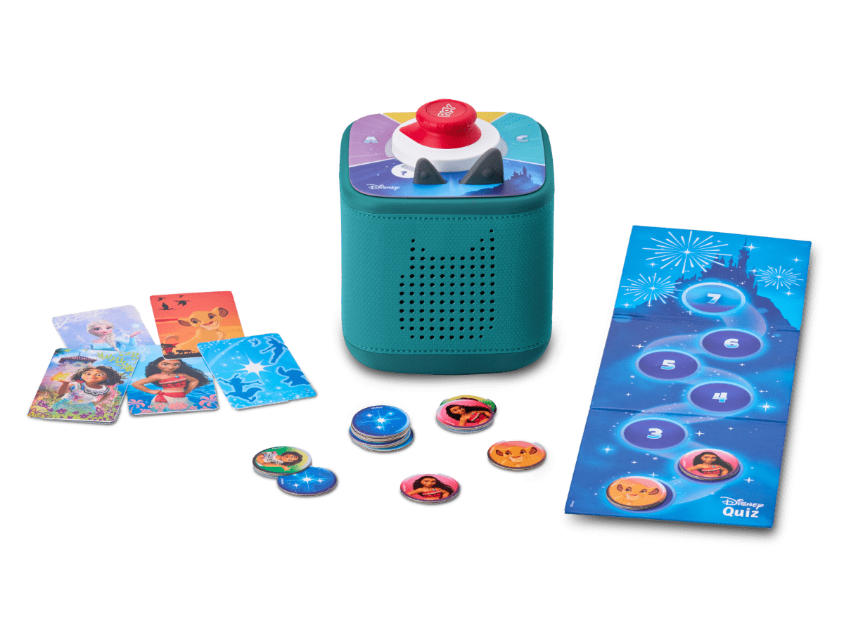 Disney game bundle with Toniebox 2, tonieplay controller, Disney tonieplay game, and charging cable