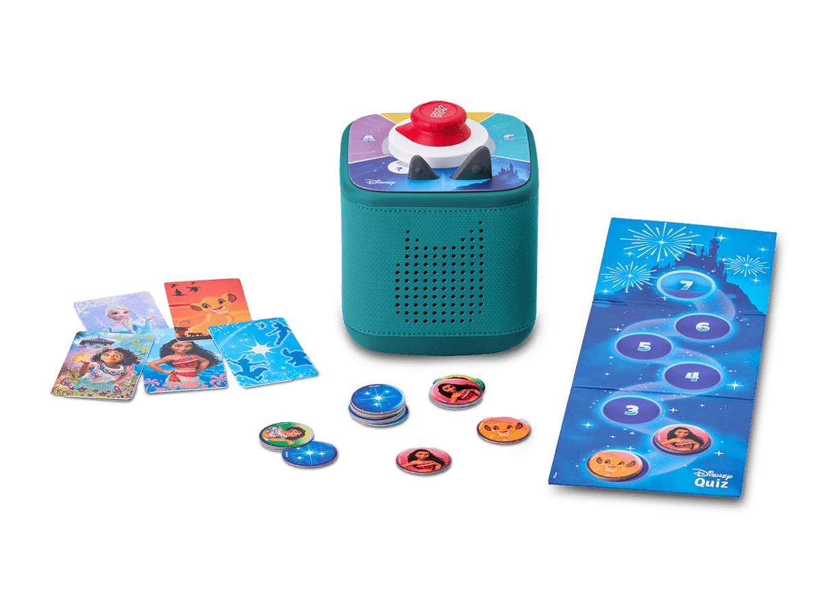 Disney game bundle with Toniebox 2, tonieplay controller, Disney tonieplay game, and charging cable