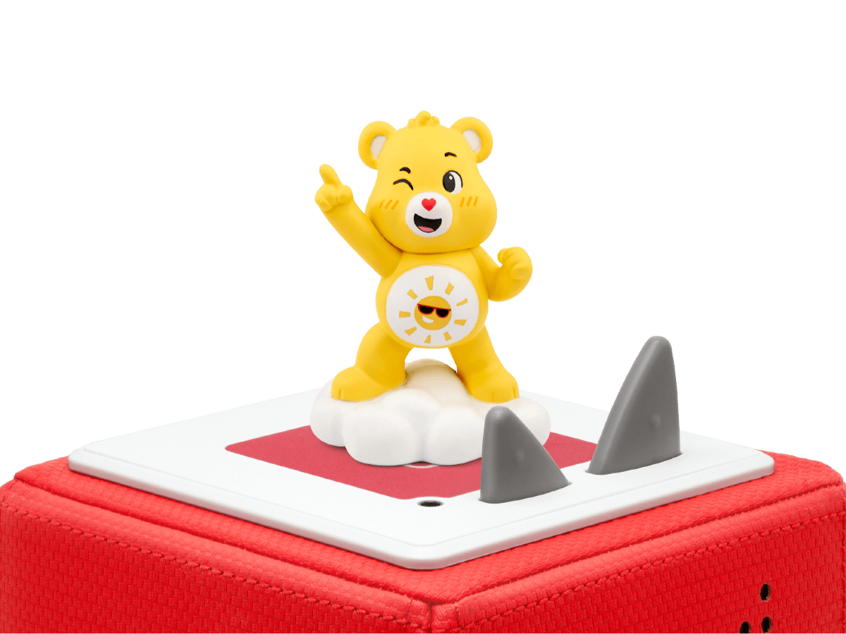 Care Bears: Funshine Bear Tonie on a red Toniebox