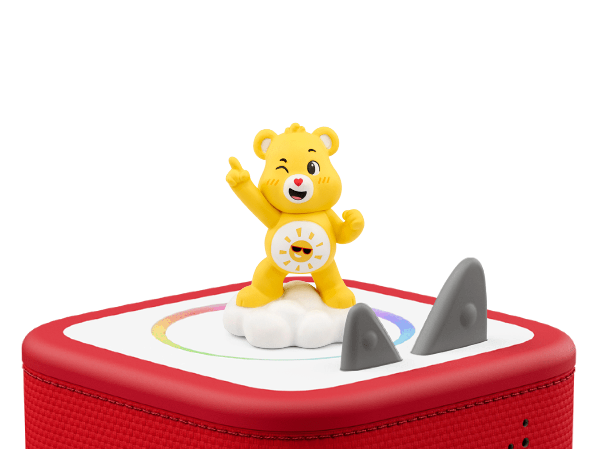 Care Bears: Funshine Bear Tonie on a Red Toniebox