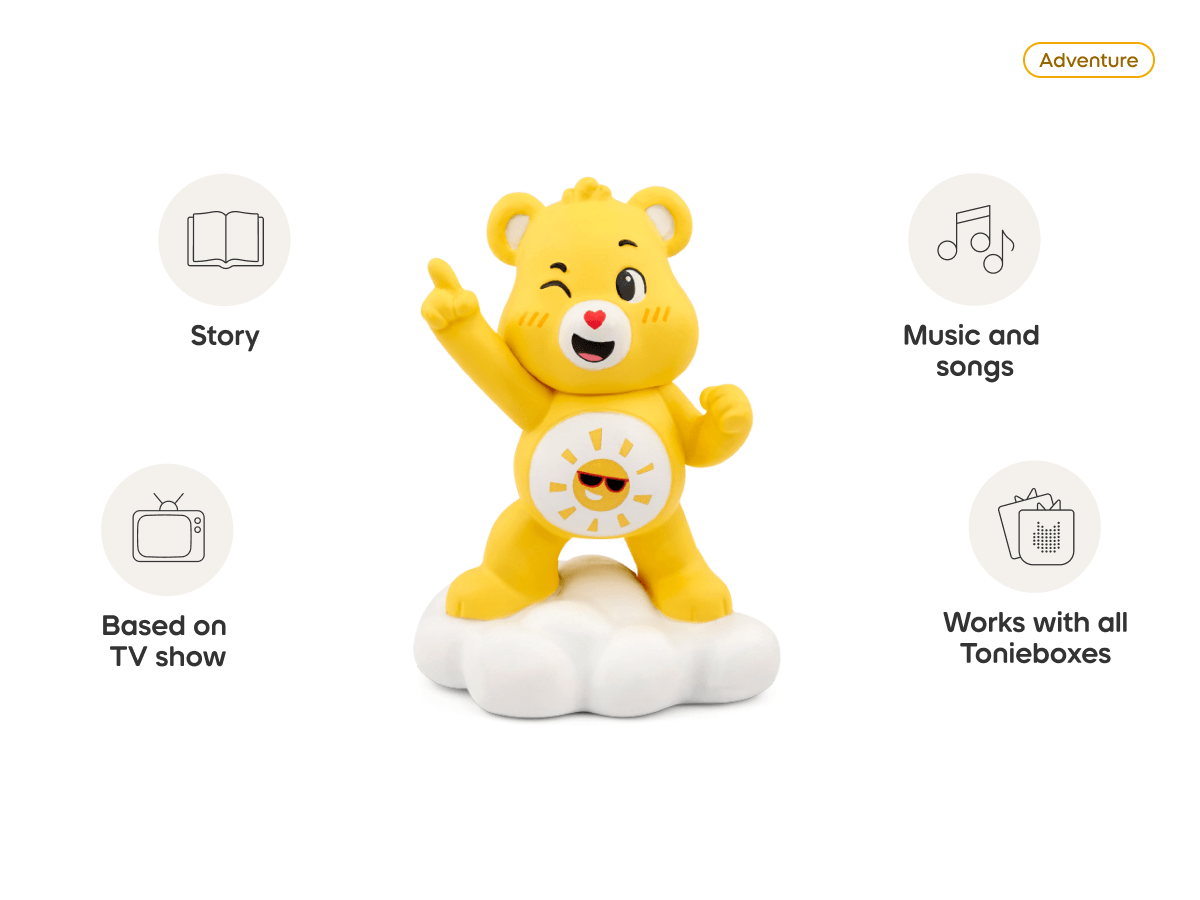 Care Bears Funshine Bear Tonie audio figurine, inspiring audio journeys and imaginative play
