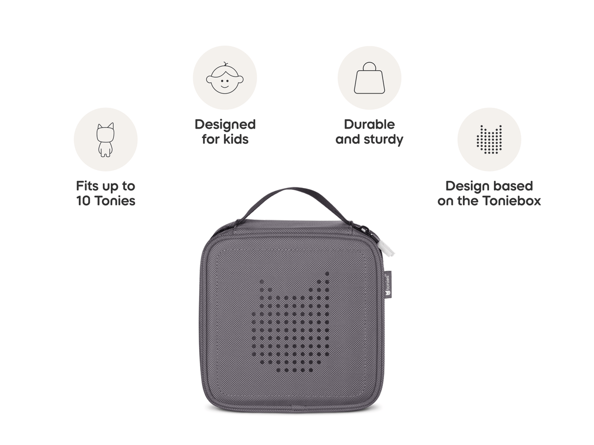 features of tonies carrying case for tonies in gray