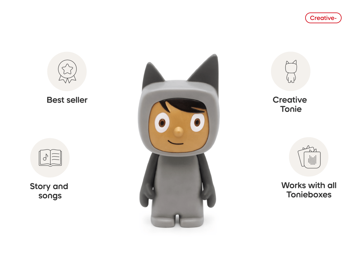 Creative-Tonie Gray Medium audio figurine, inspiring audio journeys and imaginative play