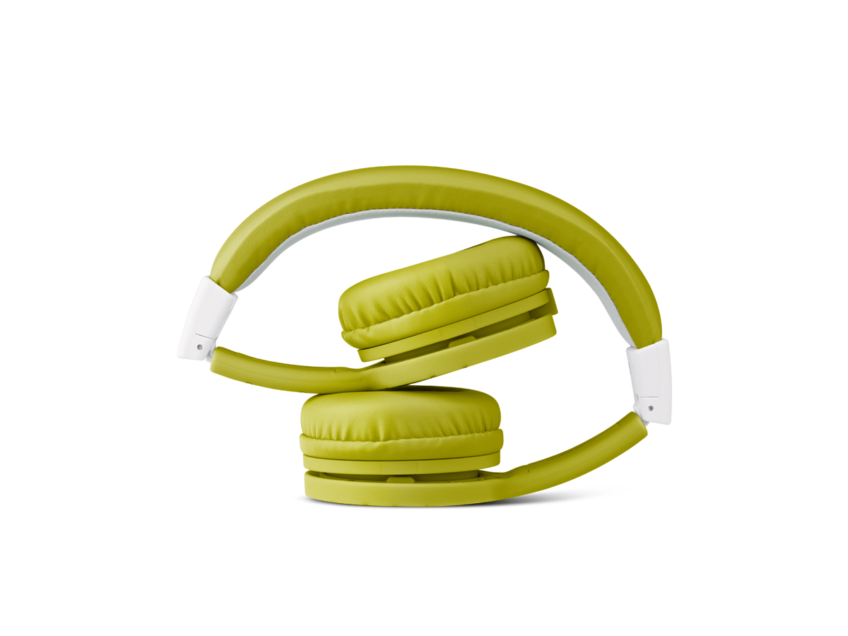 tonies® green wired headphones for kids in folded position