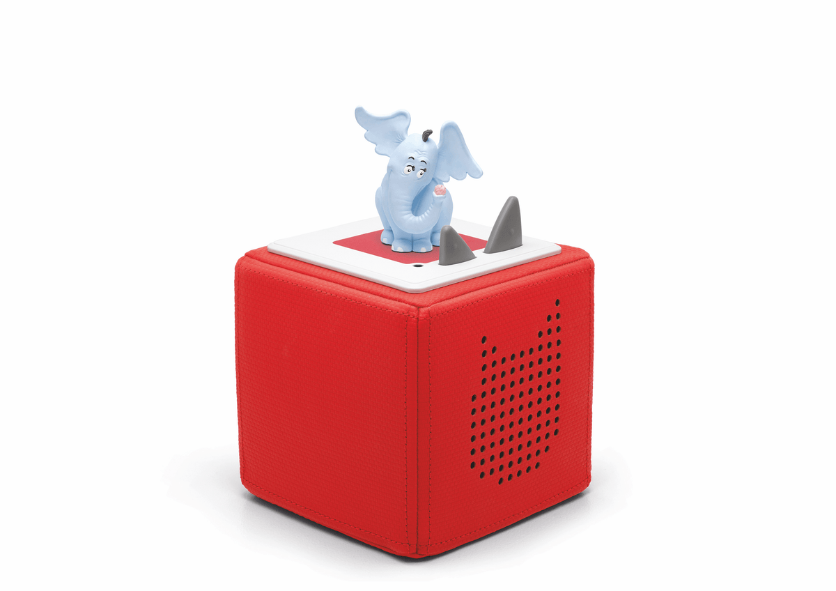 Full view of a Dr. Seuss: Horton Hears a Who! Tonie on a red Toniebox