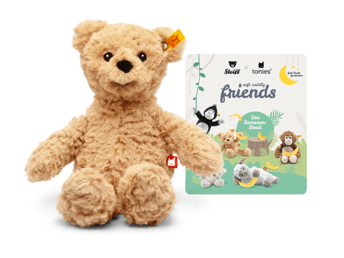 tonies® x Steiff Jimmy Bear Plush Tonie with a branded content card
