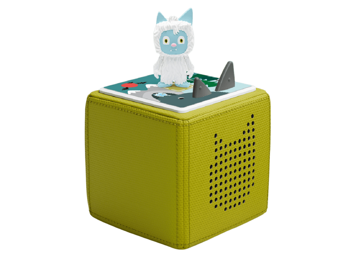 Full View of Yeti Tonie on On the Magic Topper on Green Toniebox