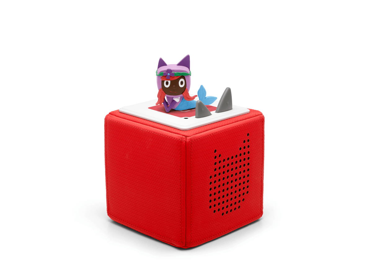 Full view of a Mermaid Creative-Tonie on a red Toniebox