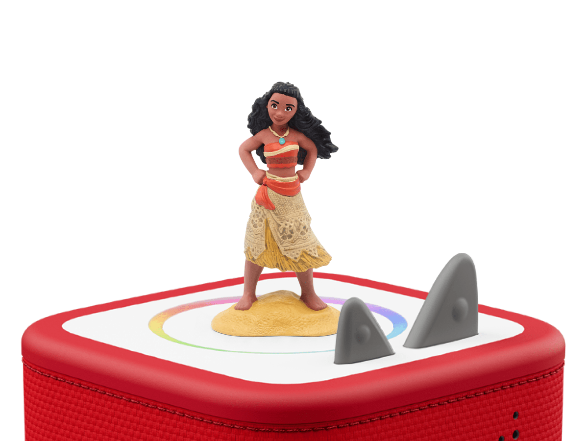 Moana spanish tonie on a red Toniebox 2 ready to play audio stories and songs