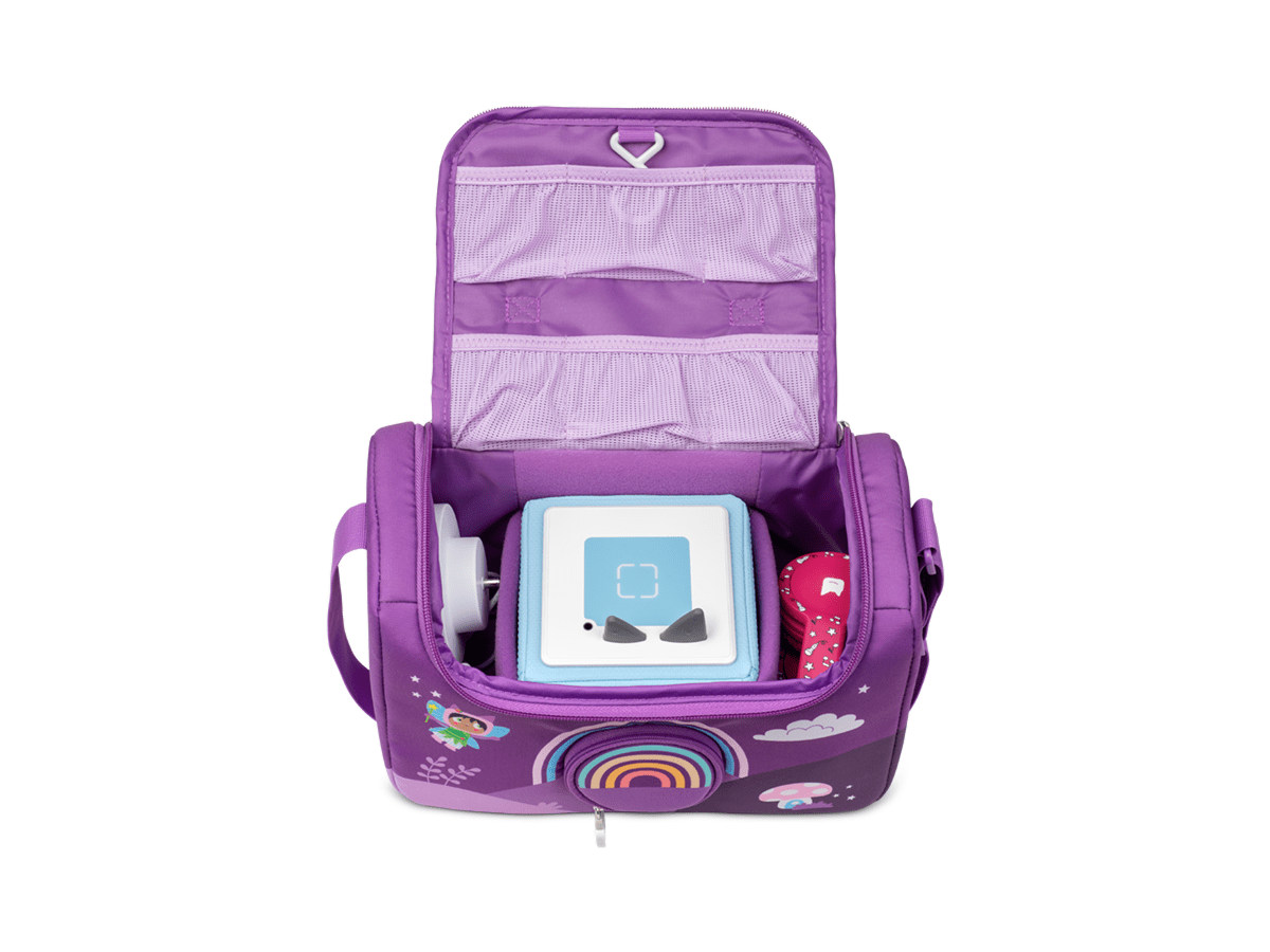 Listen & Play Bag - Over the Rainbow open view with toniebox and tonies inside
