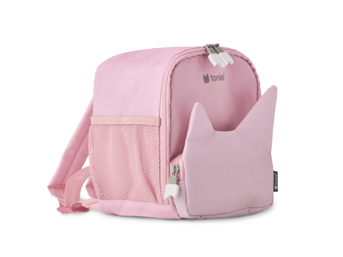 tonies® Classic Backpack - Cloud Pink side view with mesh pocket