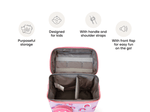 open view and product features of the Listen & Go Bag - Pink Over The Rainbow