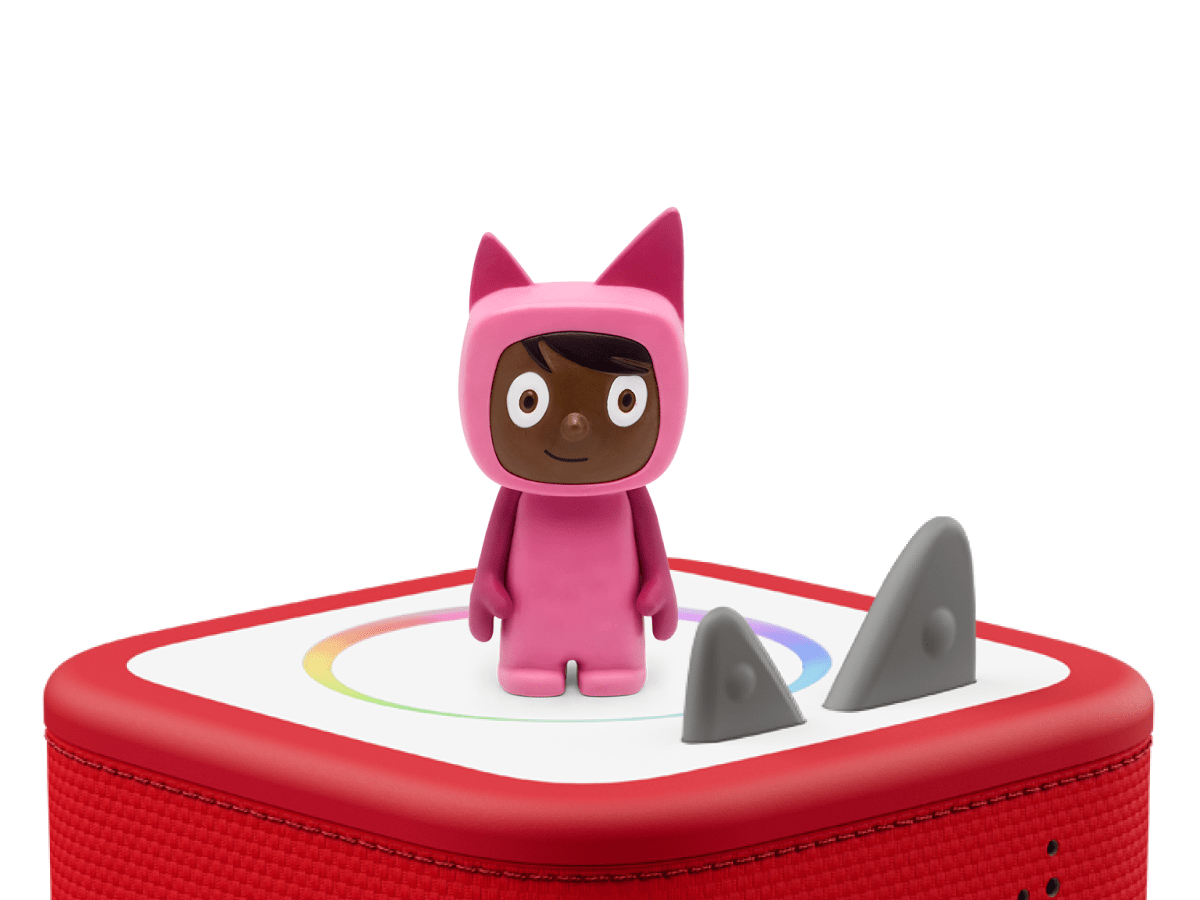 Pink with Dark Hue Creative-Tonie on a Red Toniebox