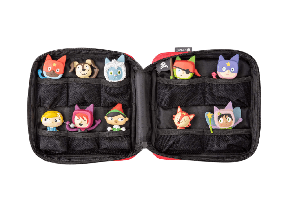 Interior of Red Carrying Case with Tonies