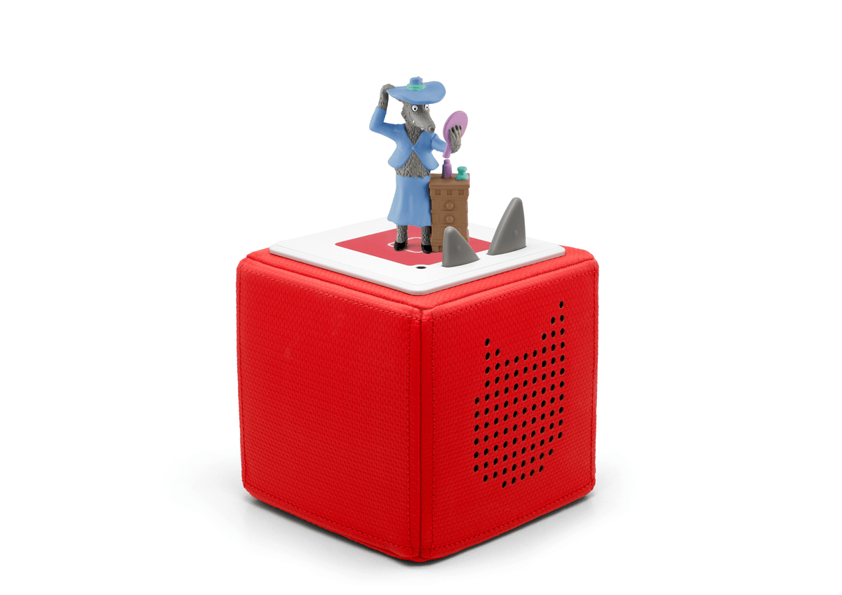 Full view of a Revolting Rhymes Tonie on a red Toniebox