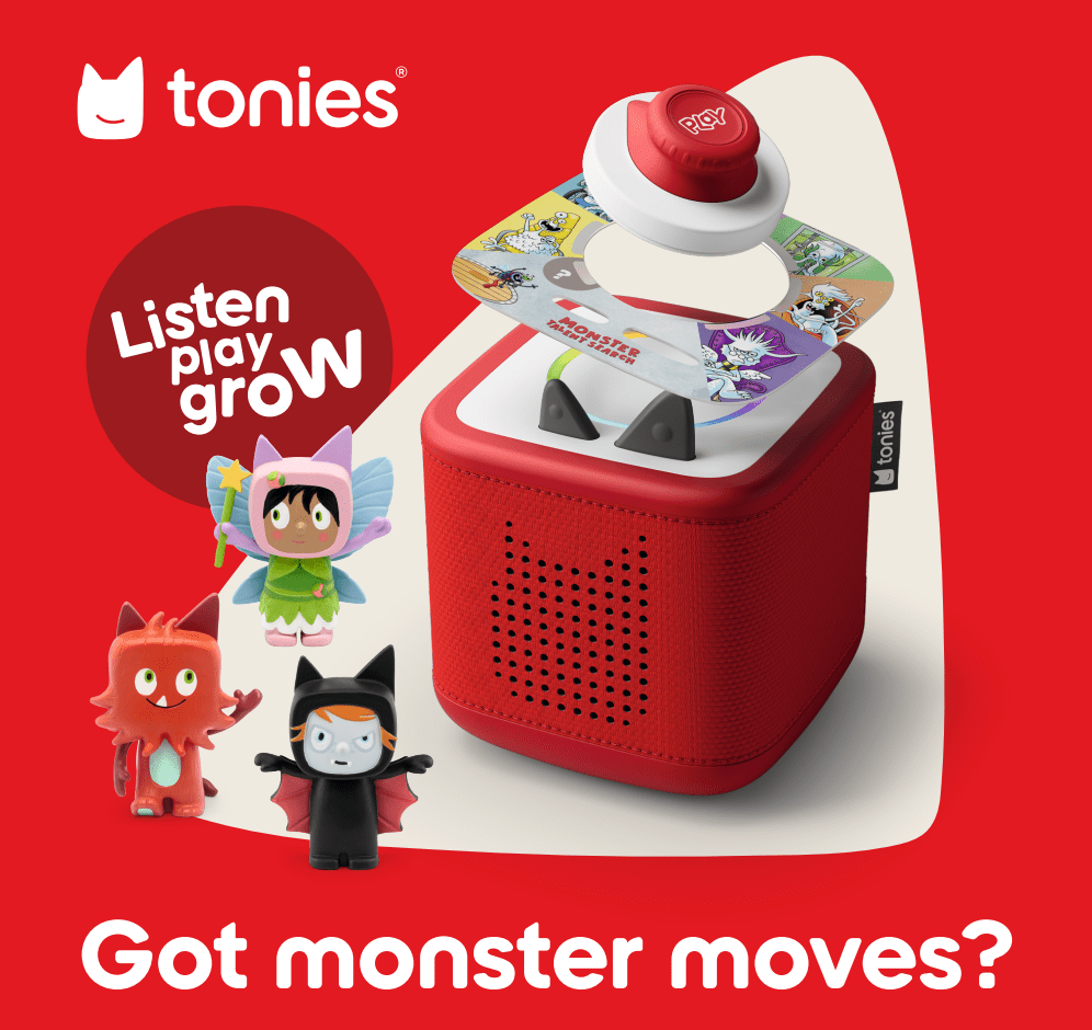red Toniebox 2 with Monster Tonieplay Game, controller, and Creative Tonies