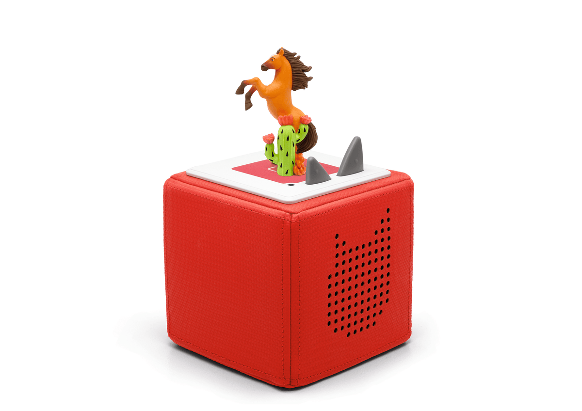 Full view of a Spirit Tonie on a red Toniebox
