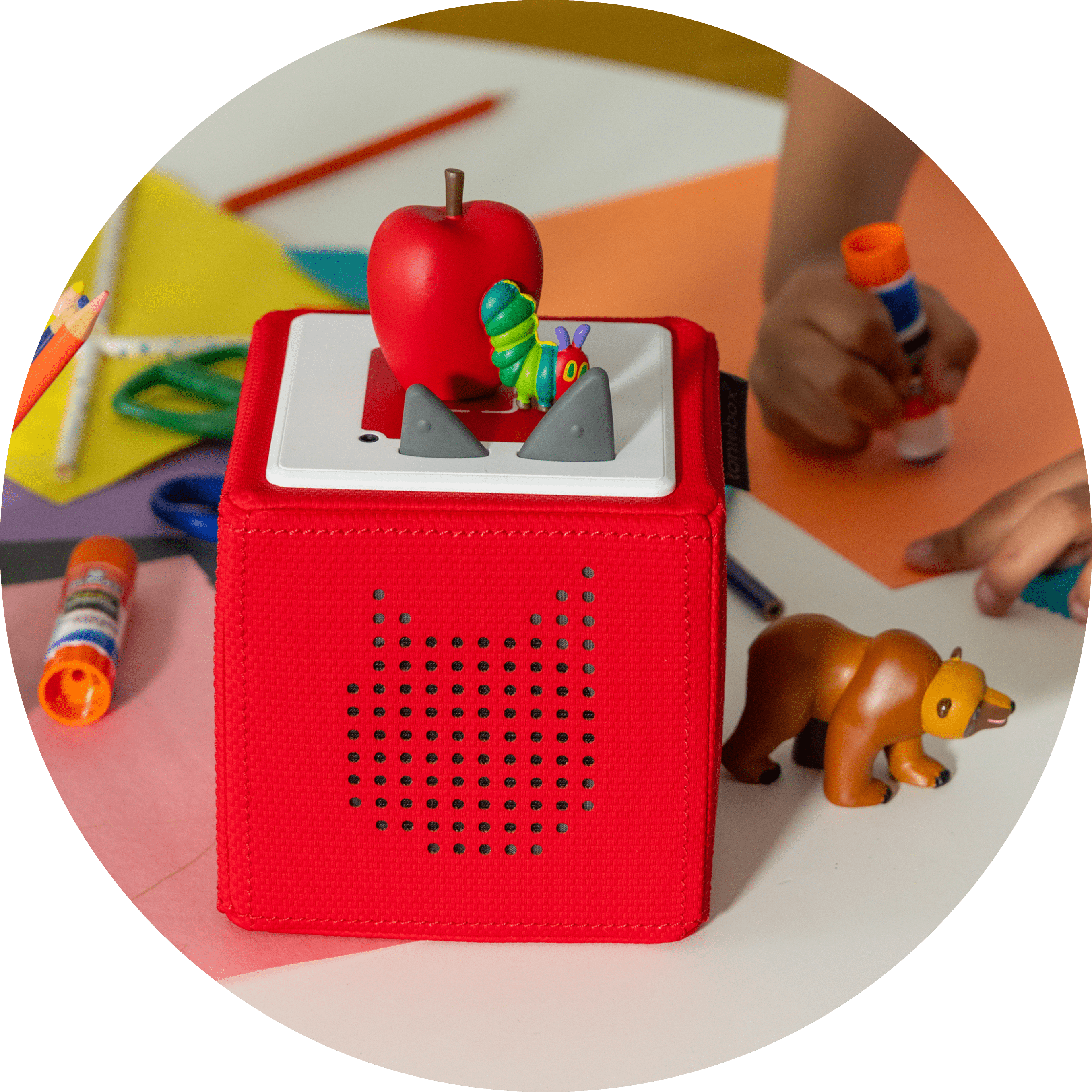 Child having arts and craft time with Toniebox
