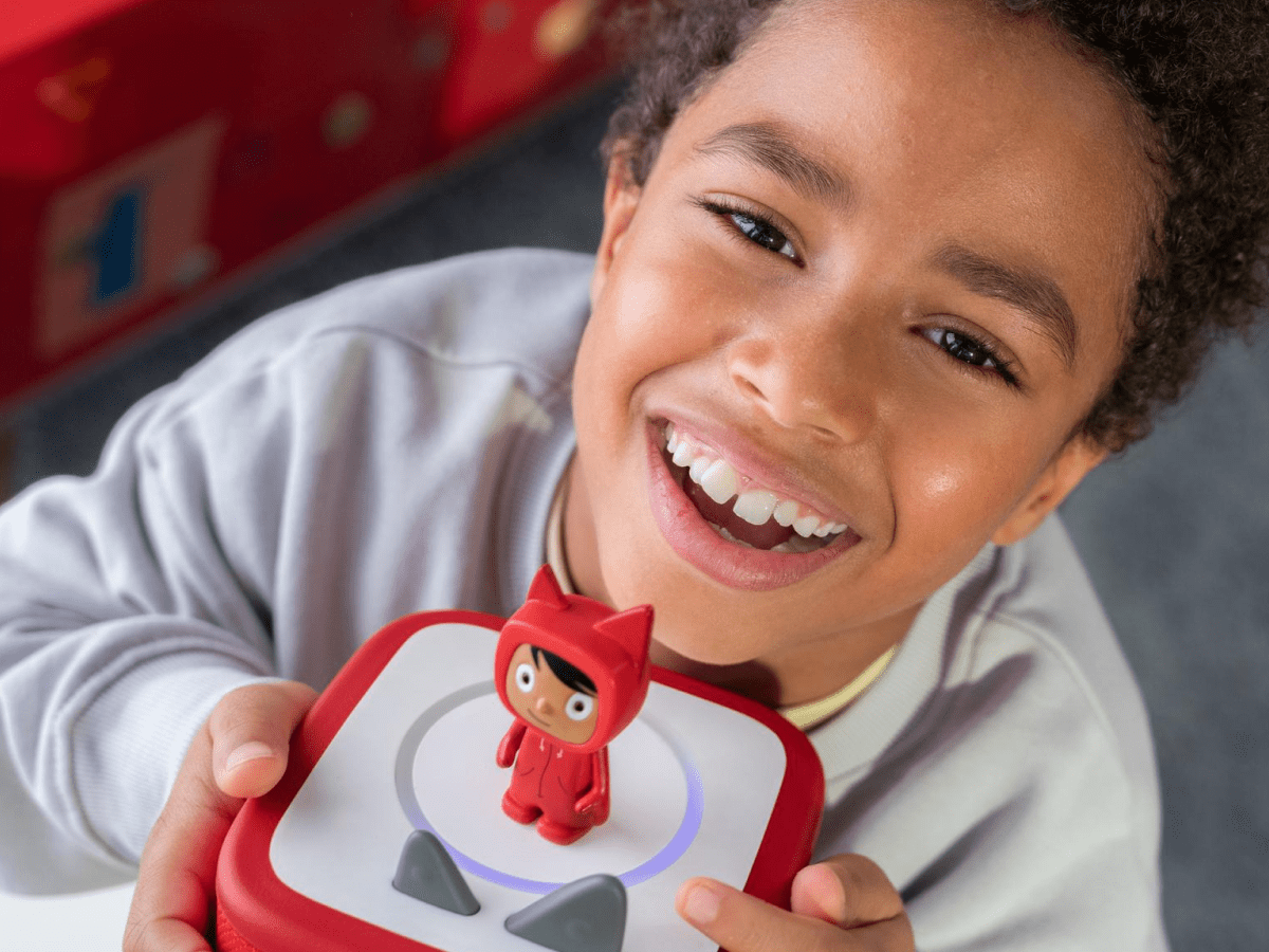 Child enjoying a Tonie and Toniebox 2, an audio player for kids