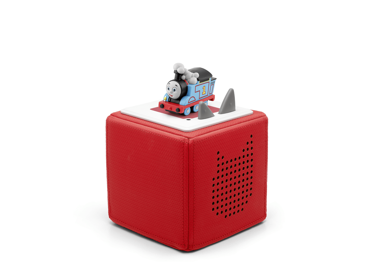 Full view of Thomas & Friends: Thomas the Tank Engine Tonie on a red toniebox