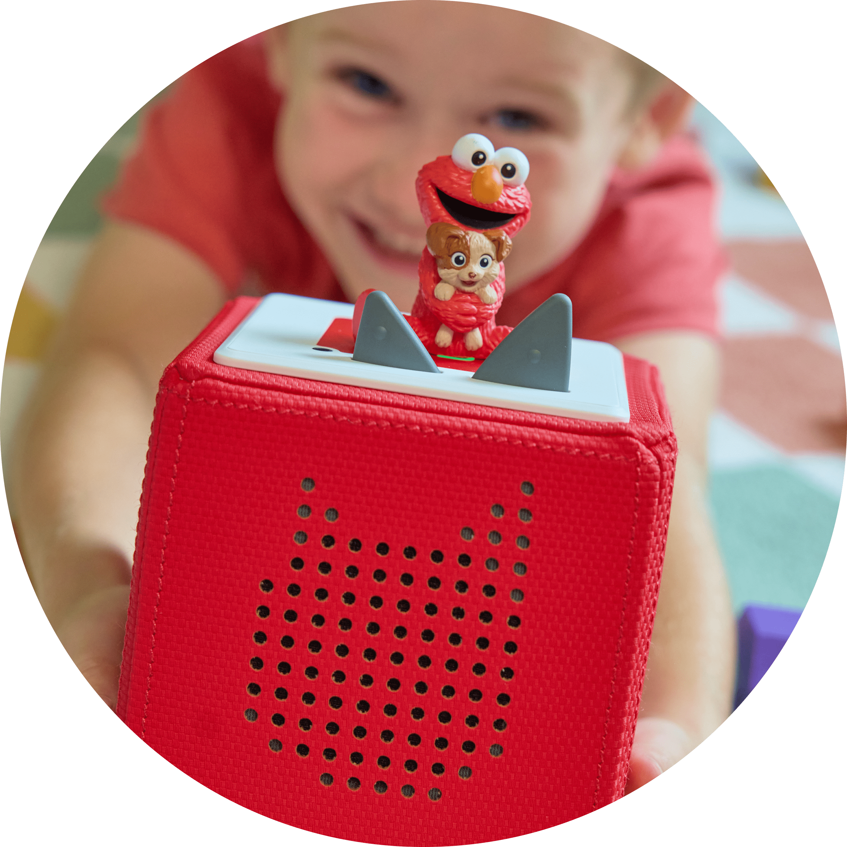 Elmo Tonie and red Toniebox for screen free play