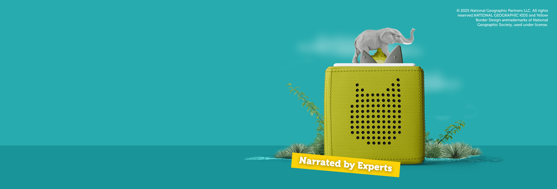 New National Geographic Kids Elephant Tonie on a green Toniebox