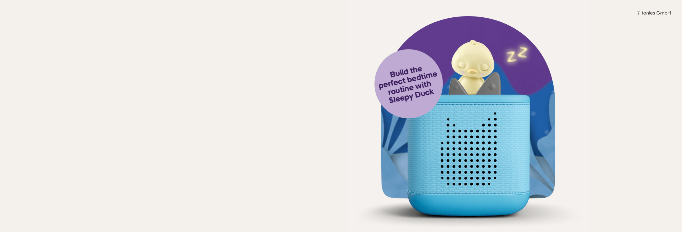 Sleepy Friends Sleepy Duck Tonie on a blue Toniebox 2