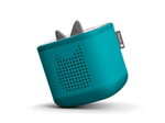 Tilted view of tropical teal Toniebox 2 an audio player for kids, used with Tonie audio figurines and Tonieplay games