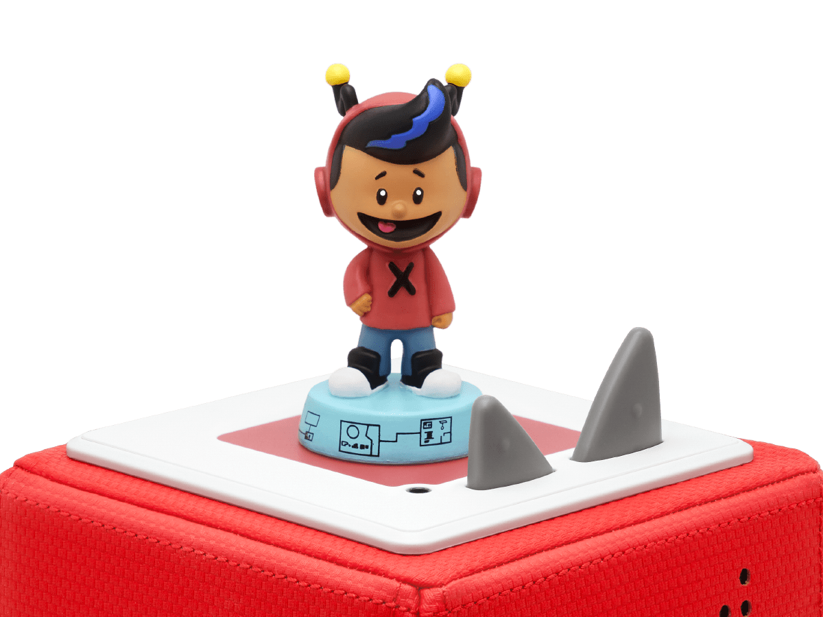 Xavier Riddle Tonie on a red Toniebox