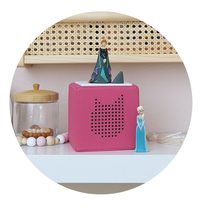 Pink Toniebox with Elsa and Anna Tonies