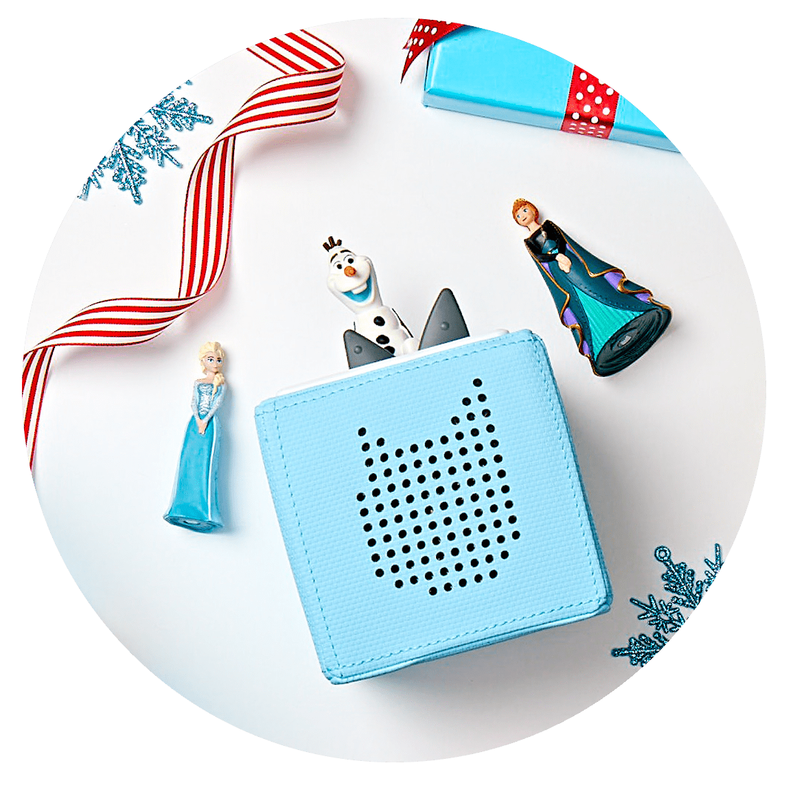 Frozen Elsa, Anna and Olaf Tonies with Light Blue Toniebox