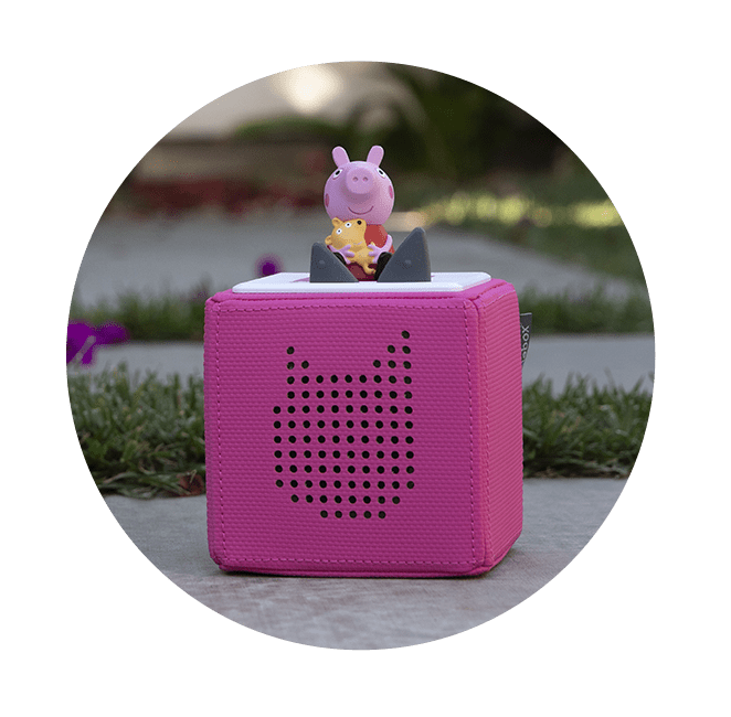 Peppa Pig on top of Pink Toniebox
