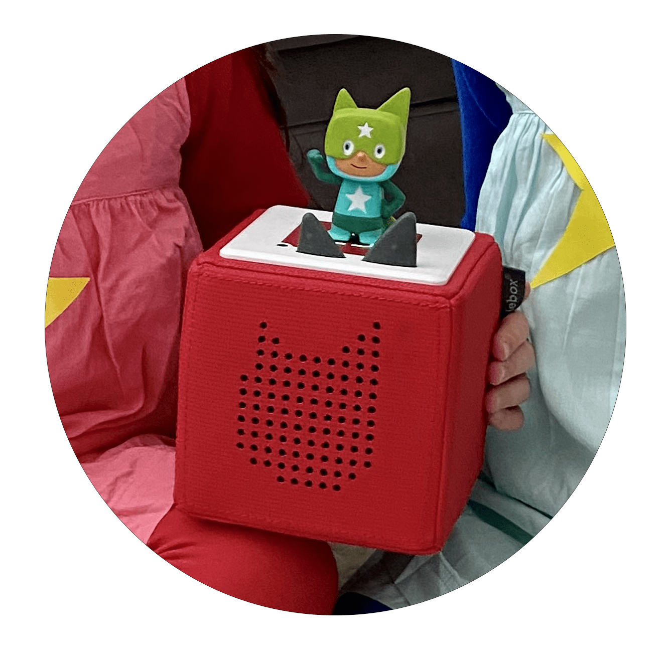 Superhero Creative-Tonie on Red Toniebox