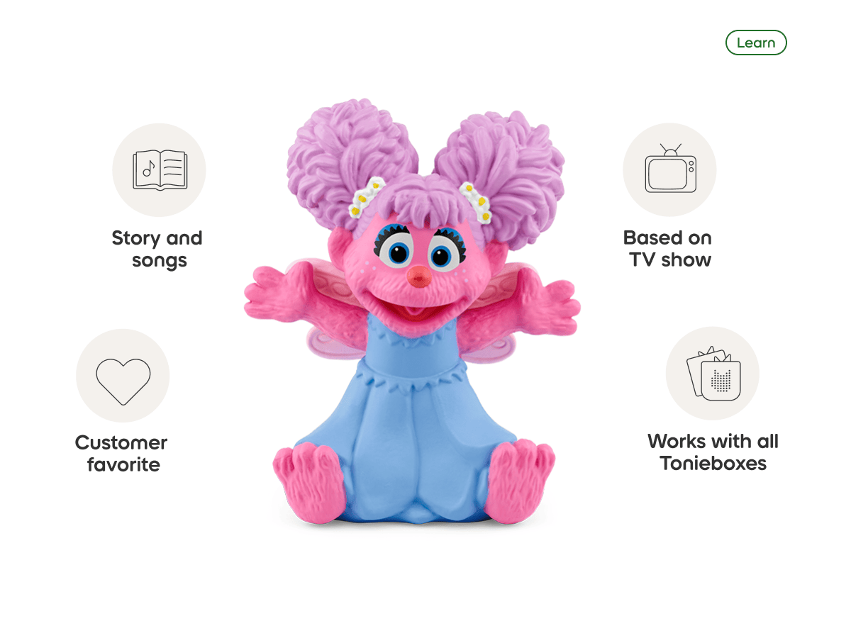 Abby Cadabby Spanish Tonie audio figurine with content illustration audio figurine from the sing and dance category, inspiring audio journeys and imaginative play
