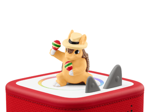 Alejandro the Armadillo Tonie on a red Toniebox 2 ready to play audio stories and songs