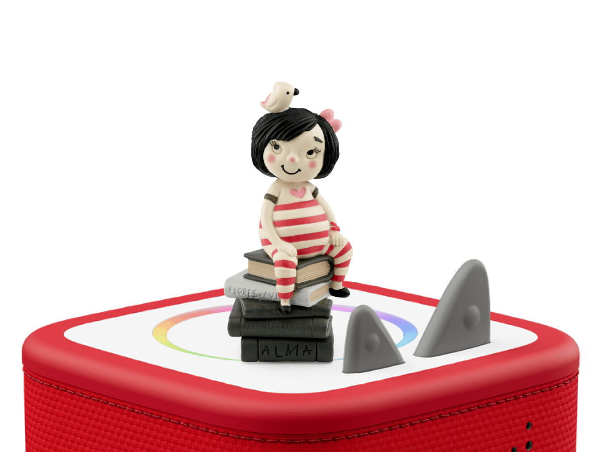 Alma and How She Got Her Name Tonie on a red Toniebox 2 ready to play audio stories and songs