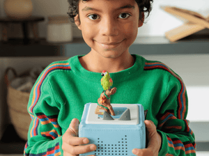 Child Playing With National Geographic Kids- Amazon Rainforest Tonie Audio Figurine And Toniebox 2