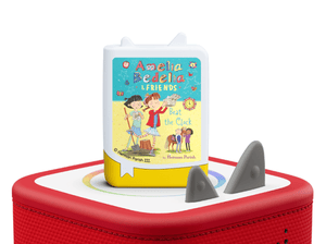 Amelia Bedelia on a red Toniebox 2 ready to play audio stories and songs