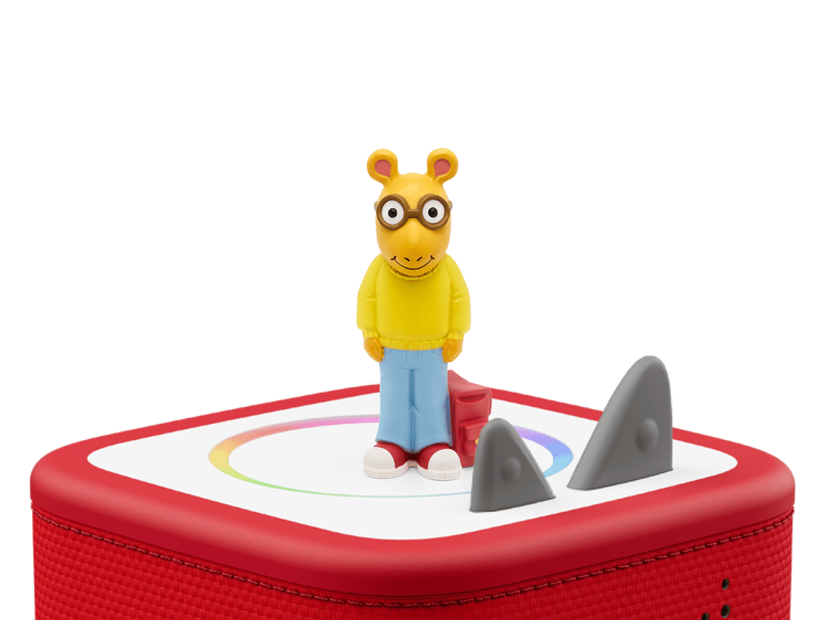 Arthur Tonie on a red Toniebox 2 ready to play audio stories and songs