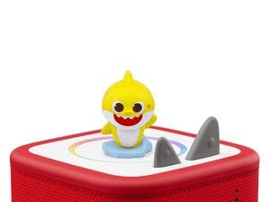 Baby Shark Tonie on a red Toniebox 2 ready to play audio stories and songs