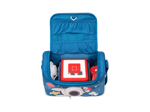 Listen & Play Bag - Blast Off open view with toniebox and tonies