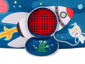 Listen & Play Bag - Blast Off front view close up of perforated circle