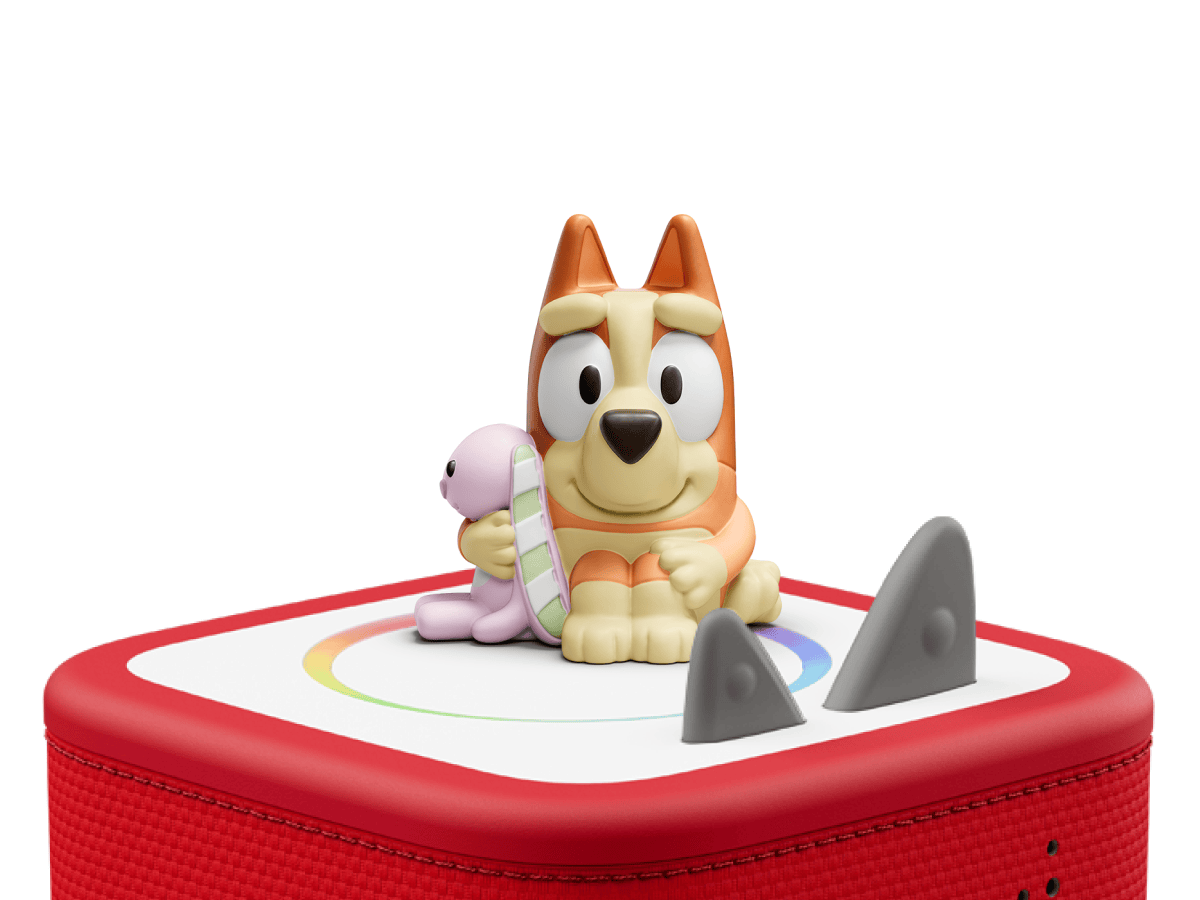 Bingo Tonie on a red Toniebox 2 ready to play audio stories and songs