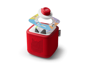 Bluey Tonieplay disc and a red toniebox 2 audio player for kids